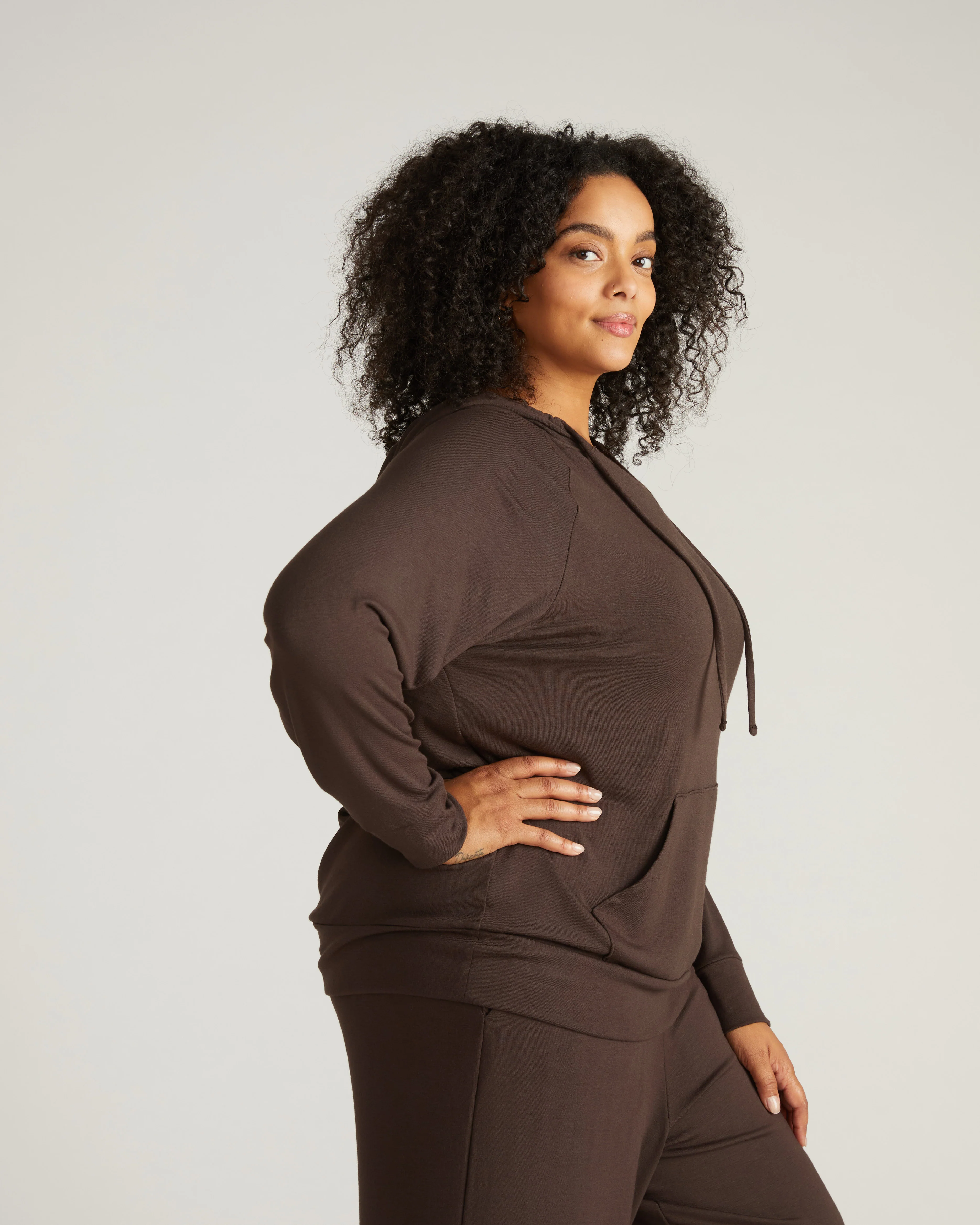 TravelKnit V Neck Hoodie - Espresso - Image 2
