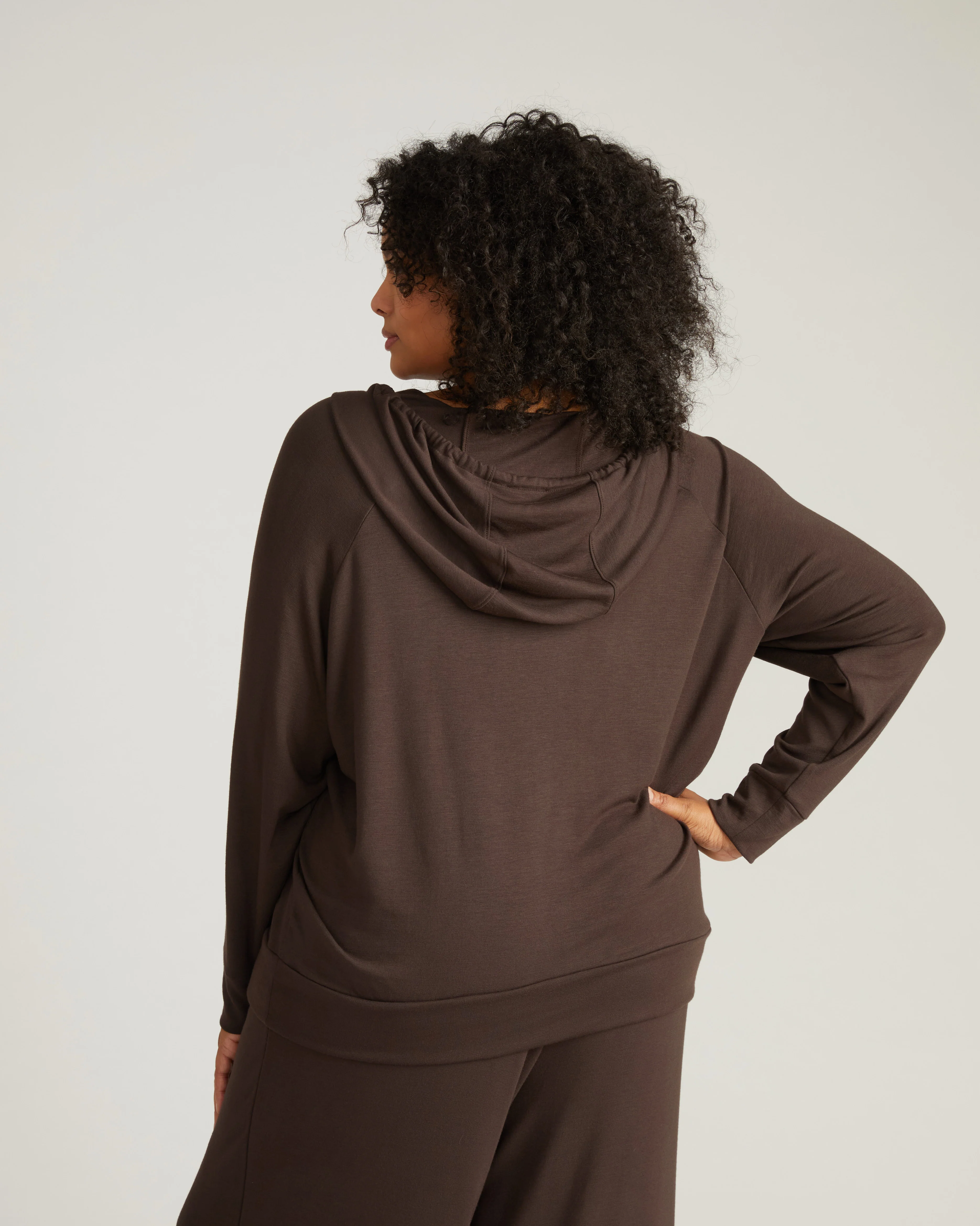TravelKnit V Neck Hoodie - Espresso - Image 3