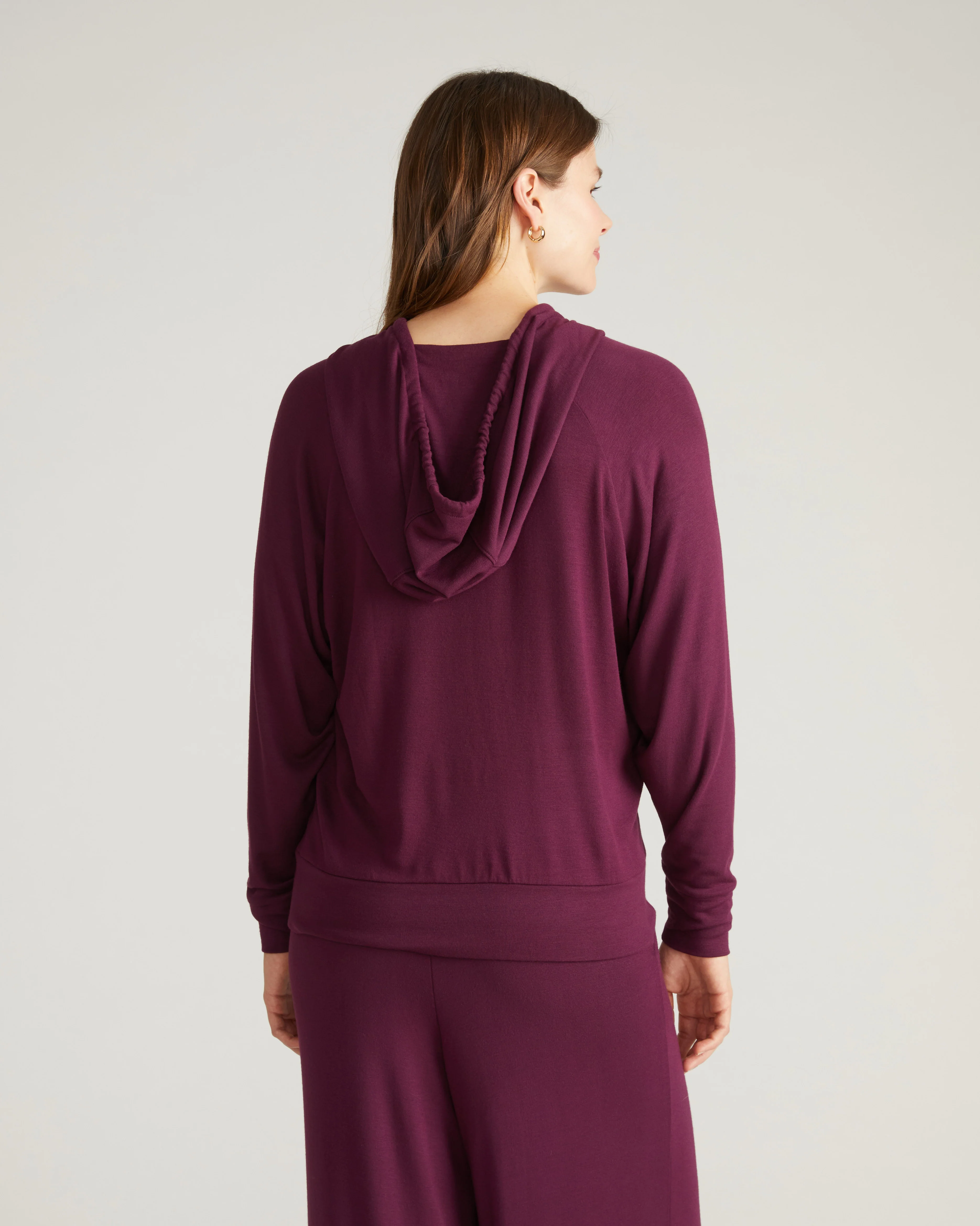 TravelKnit V Neck Hoodie - Gamay - Image 3