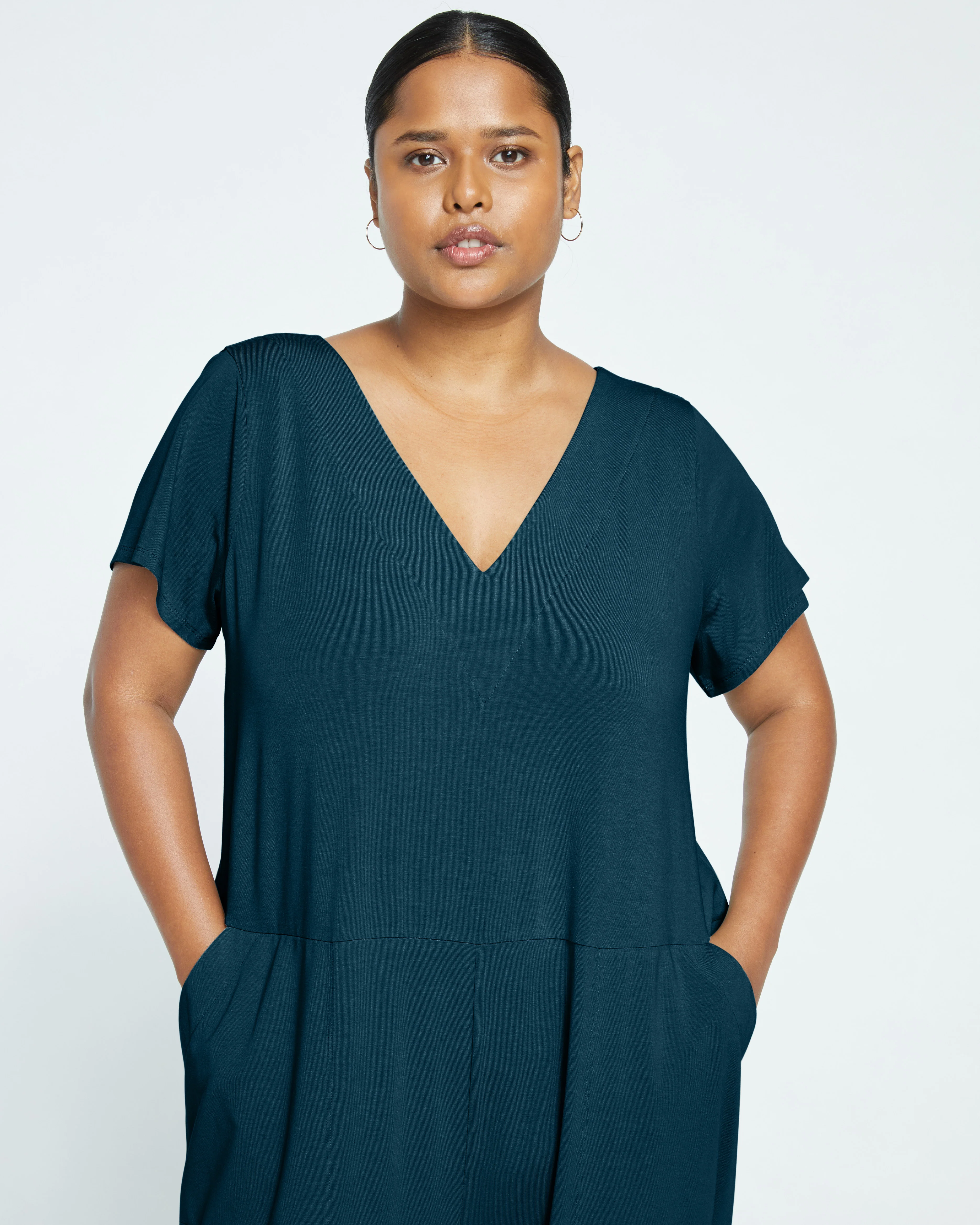 UltimateS Jemma V Neck Jumpsuit - Deep Sea - Image 2