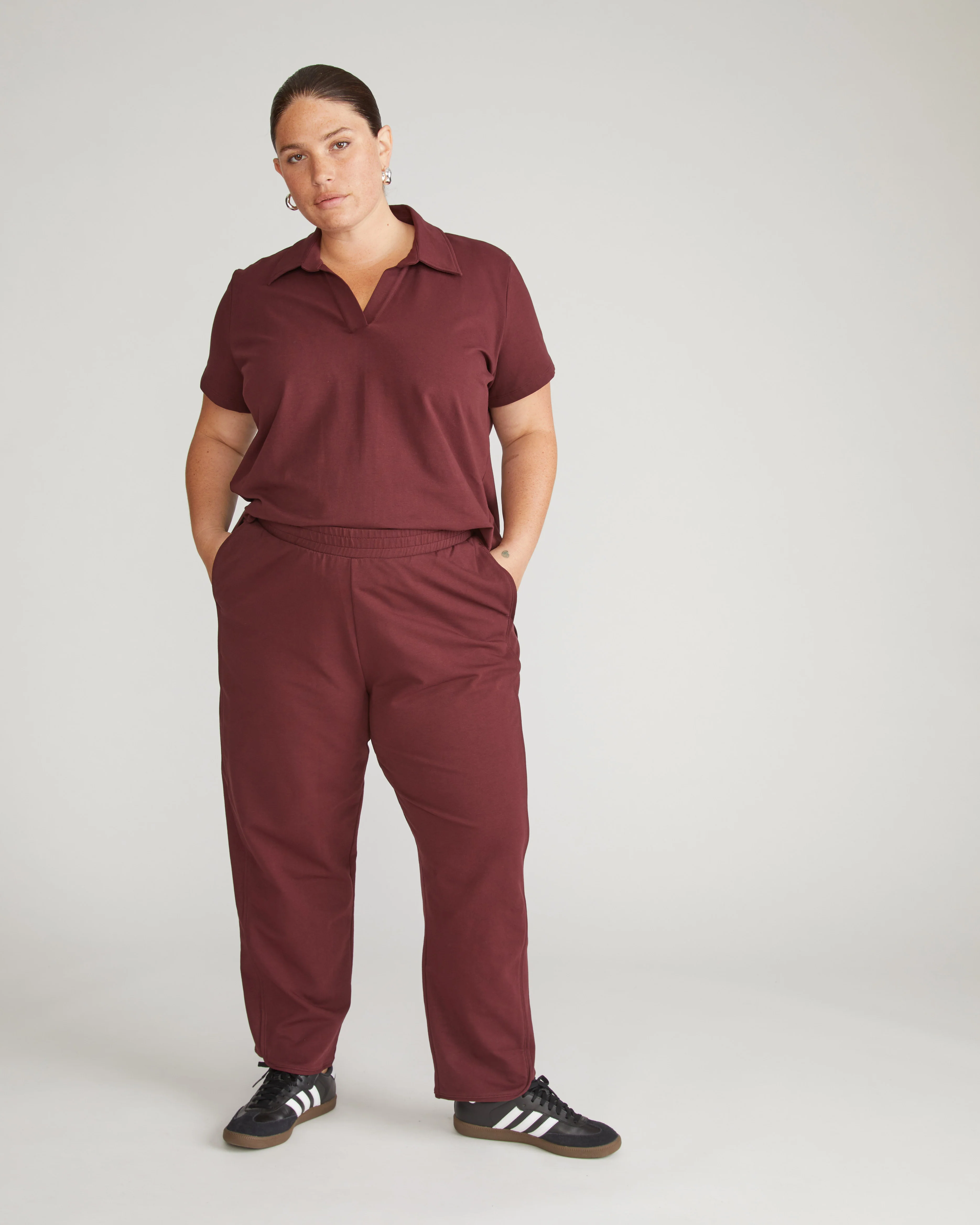 Varsity French Terry Pull On Pants - Black Cherry - Image 3