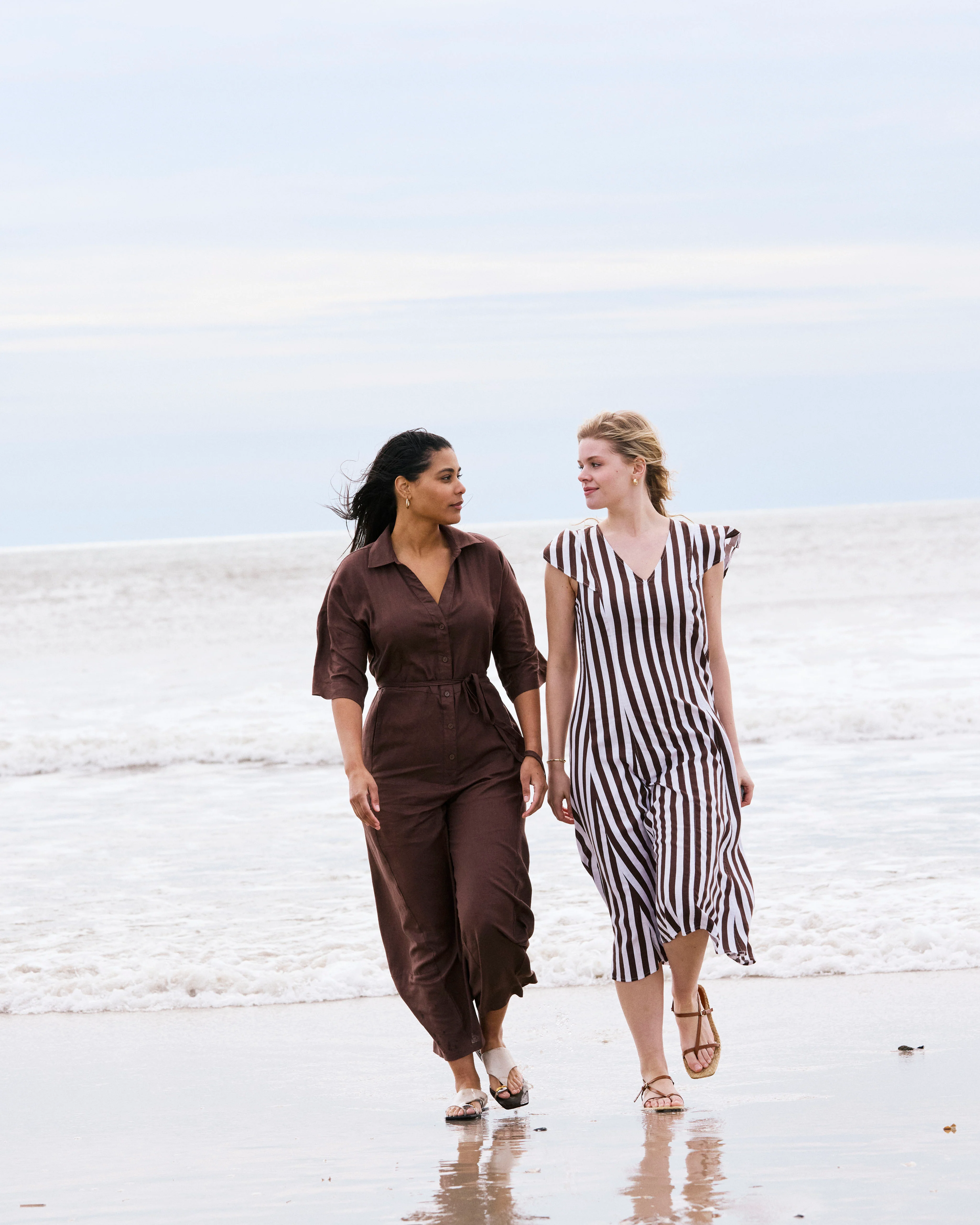 Victoria Linen Dress - Peppercorn Stripe - Image 5