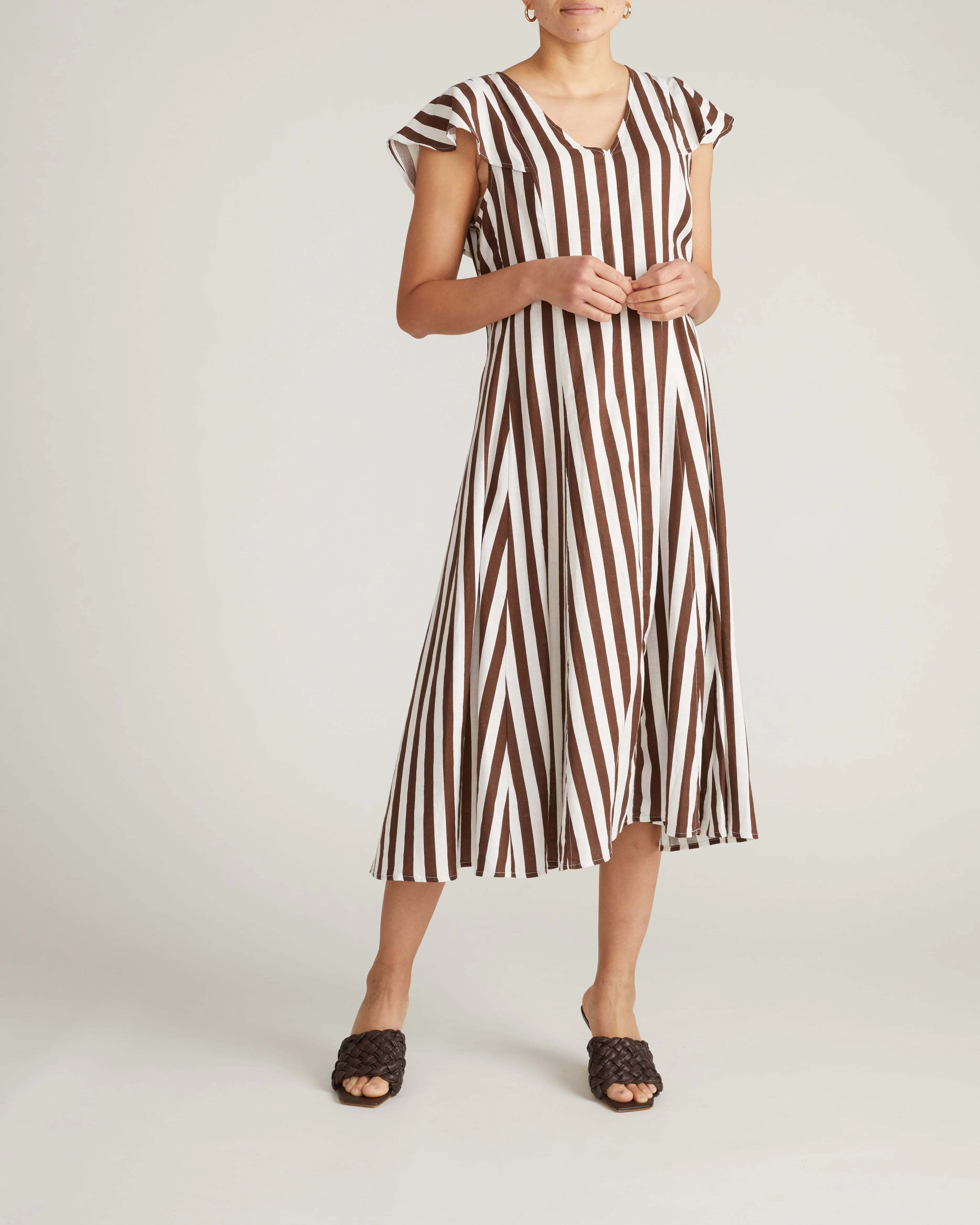 Victoria Linen Dress - Peppercorn Stripe - Image 6