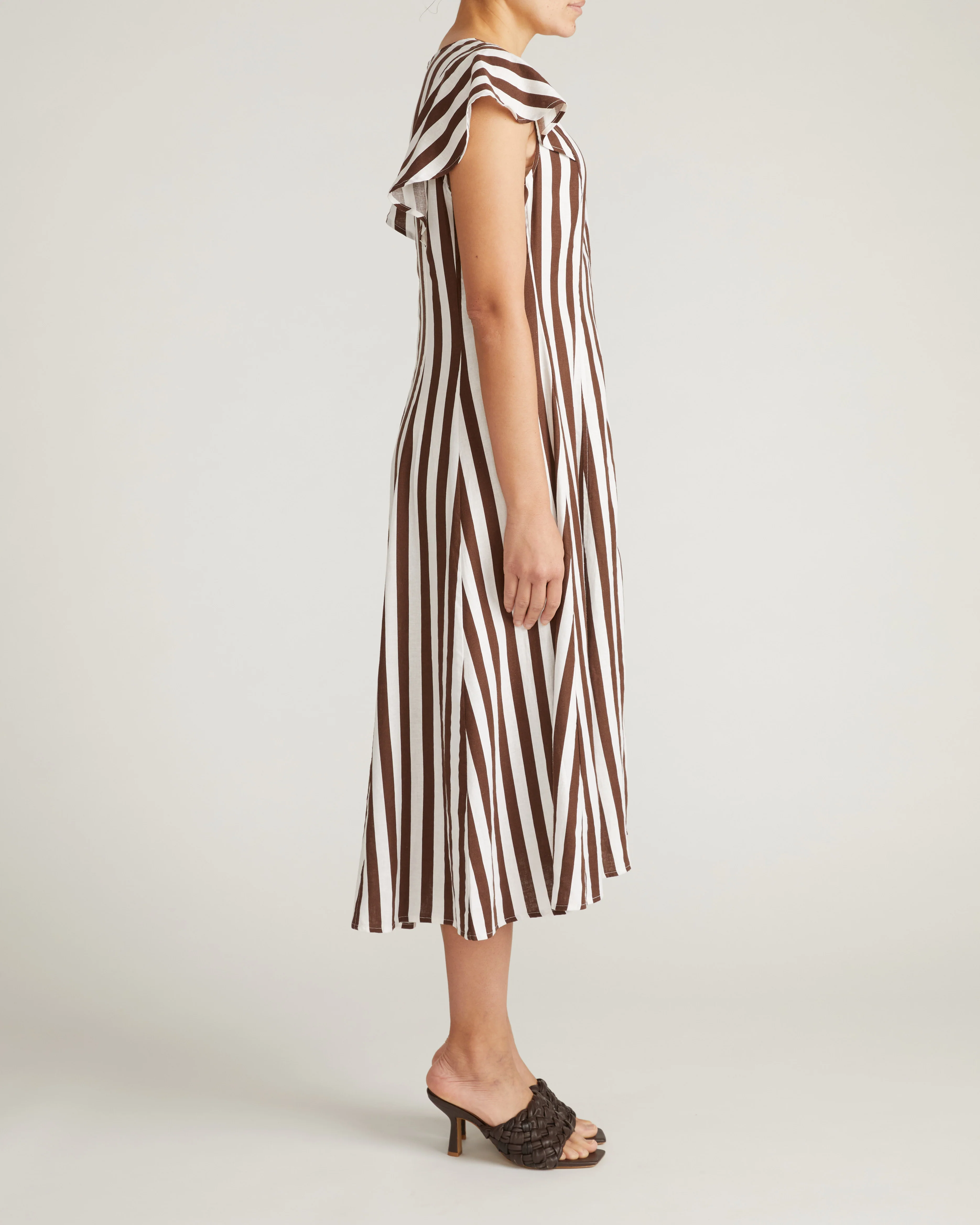 Victoria Linen Dress - Peppercorn Stripe - Image 7
