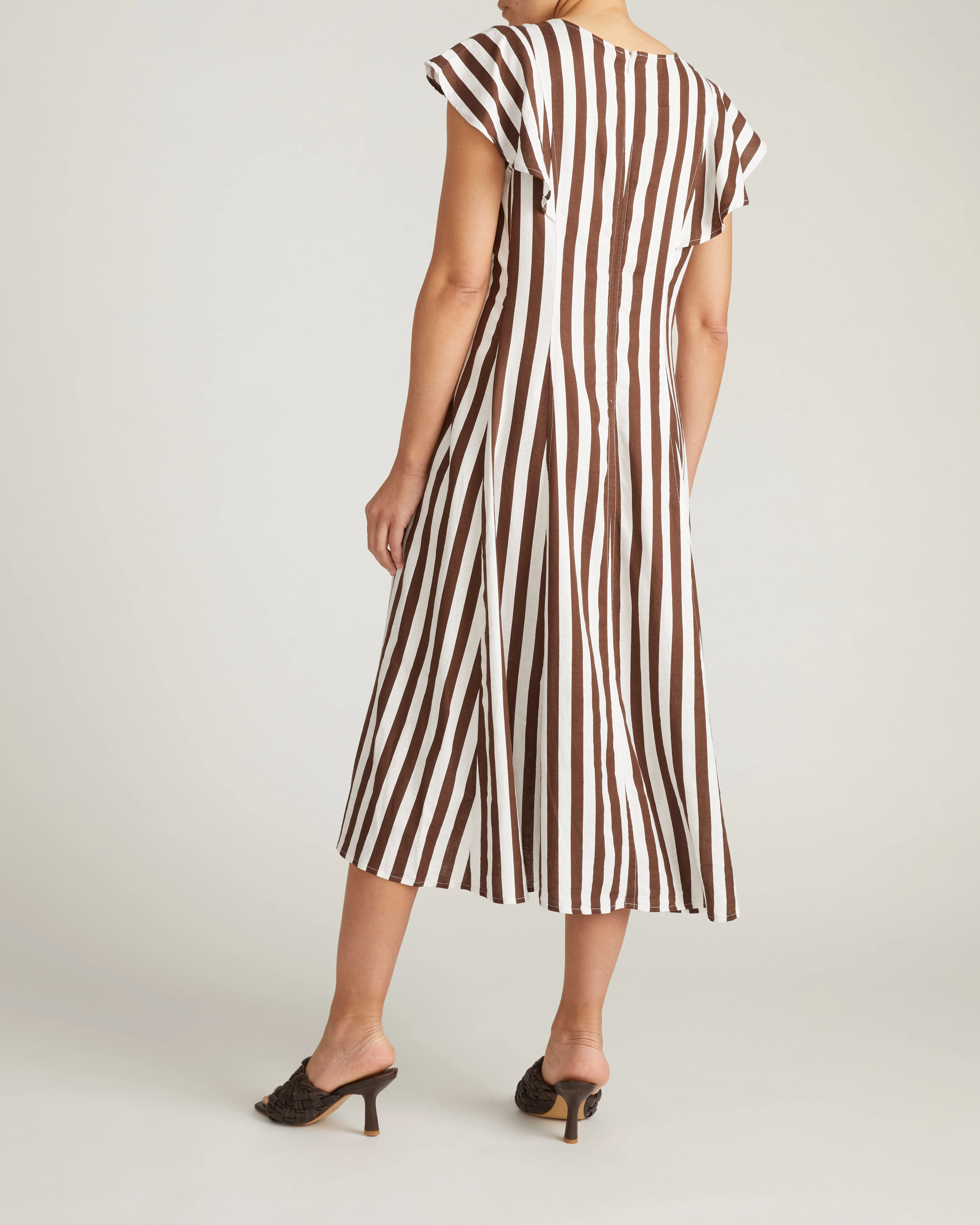 Victoria Linen Dress - Peppercorn Stripe - Image 8