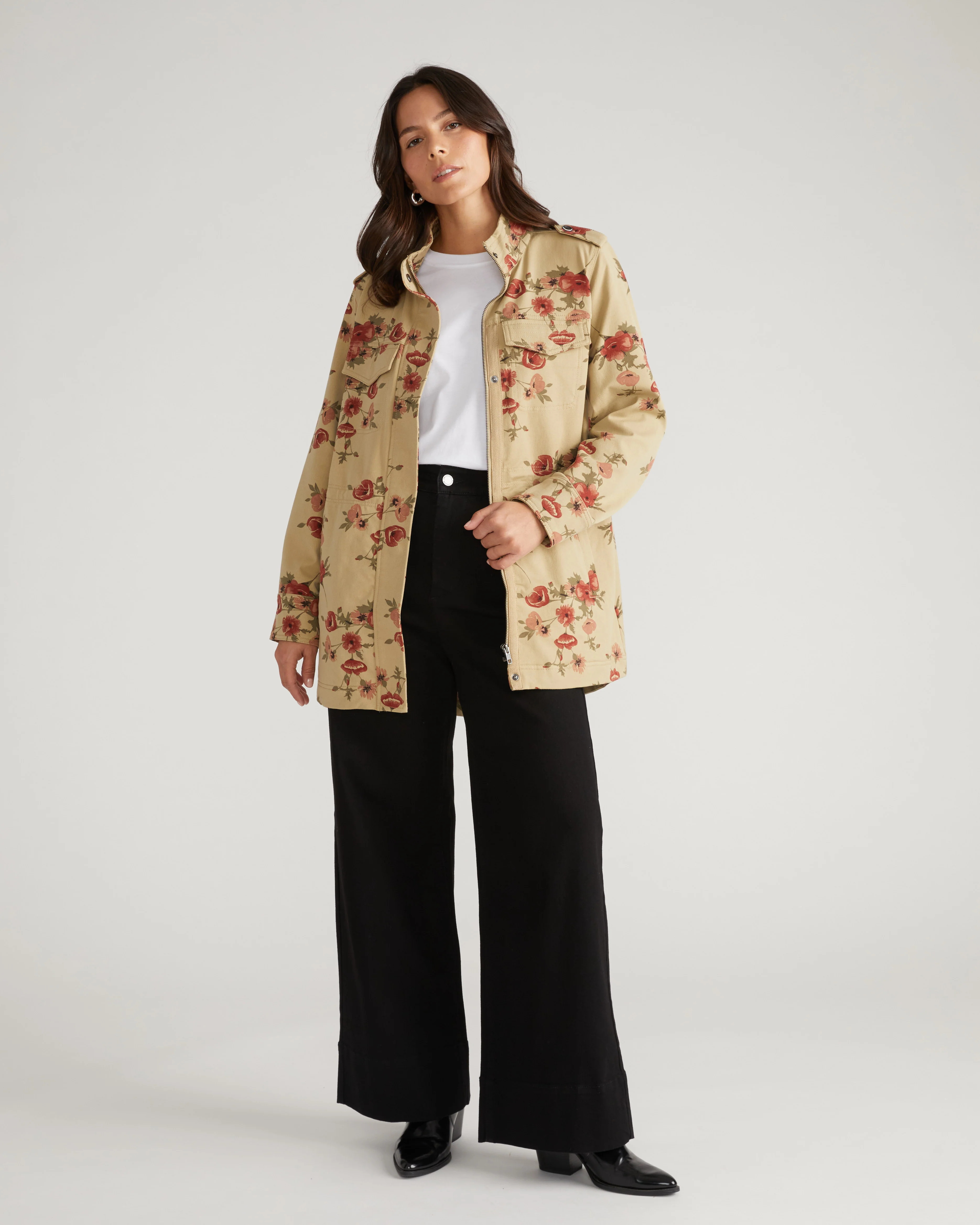 Vineyard Stretch Cotton Twill Jacket - Wild Flower Bouquet Print - Image 6