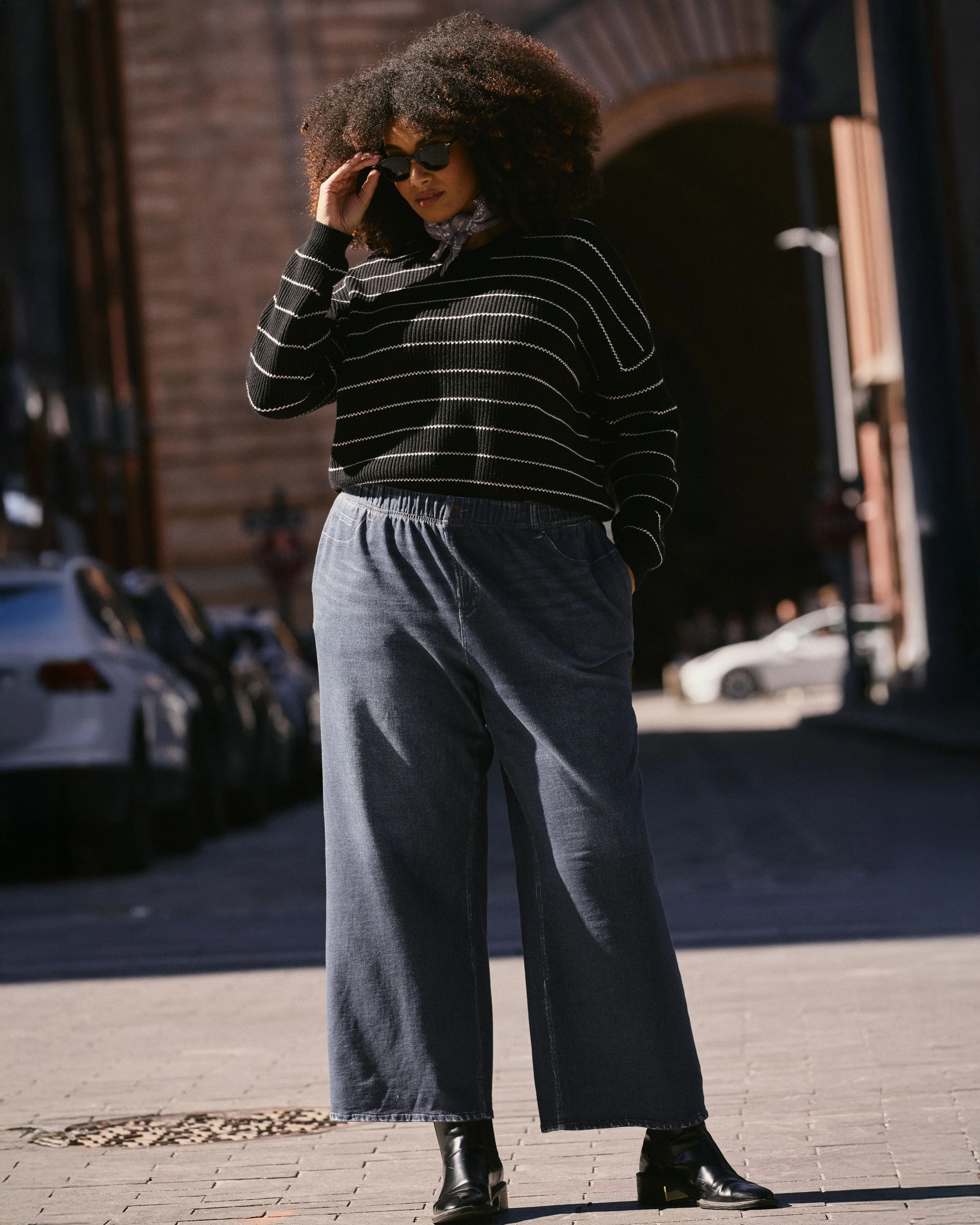 Wide Leg Sweatpant Jeans - Blue Mirage - Image 6