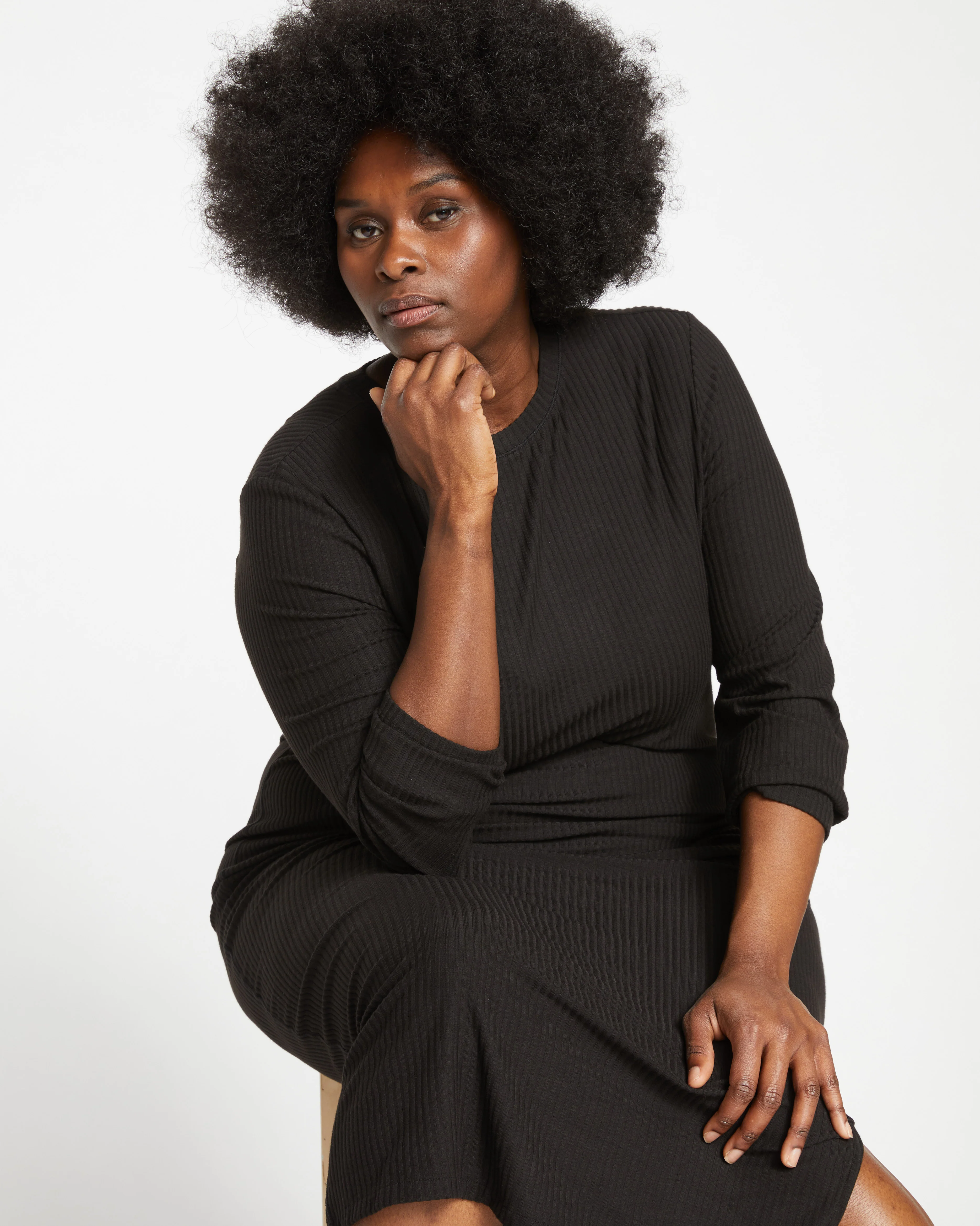 Xenia Ribbed Dress - Black - Image 2