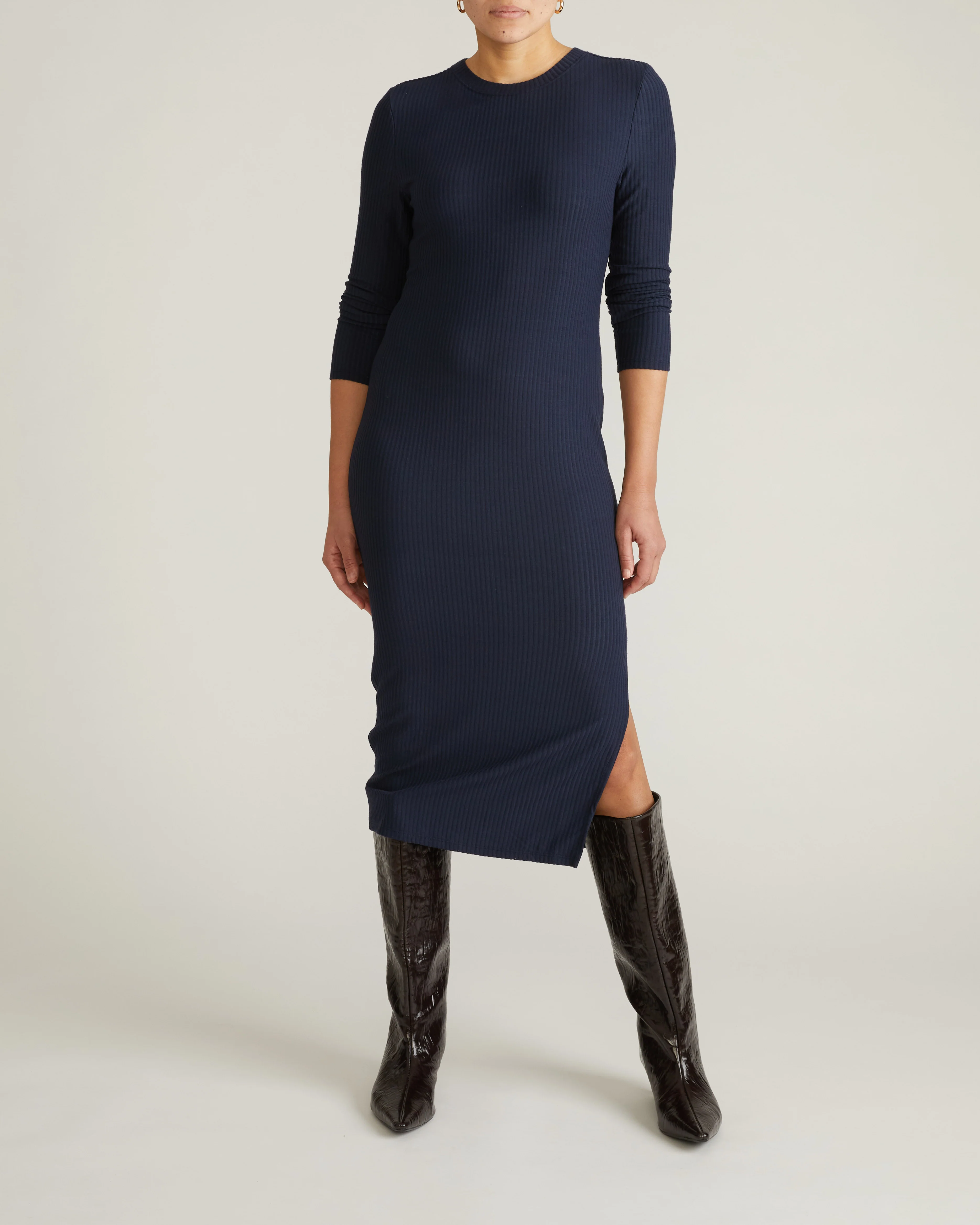 Xenia Ribbed Dress - Midnight - Image 3