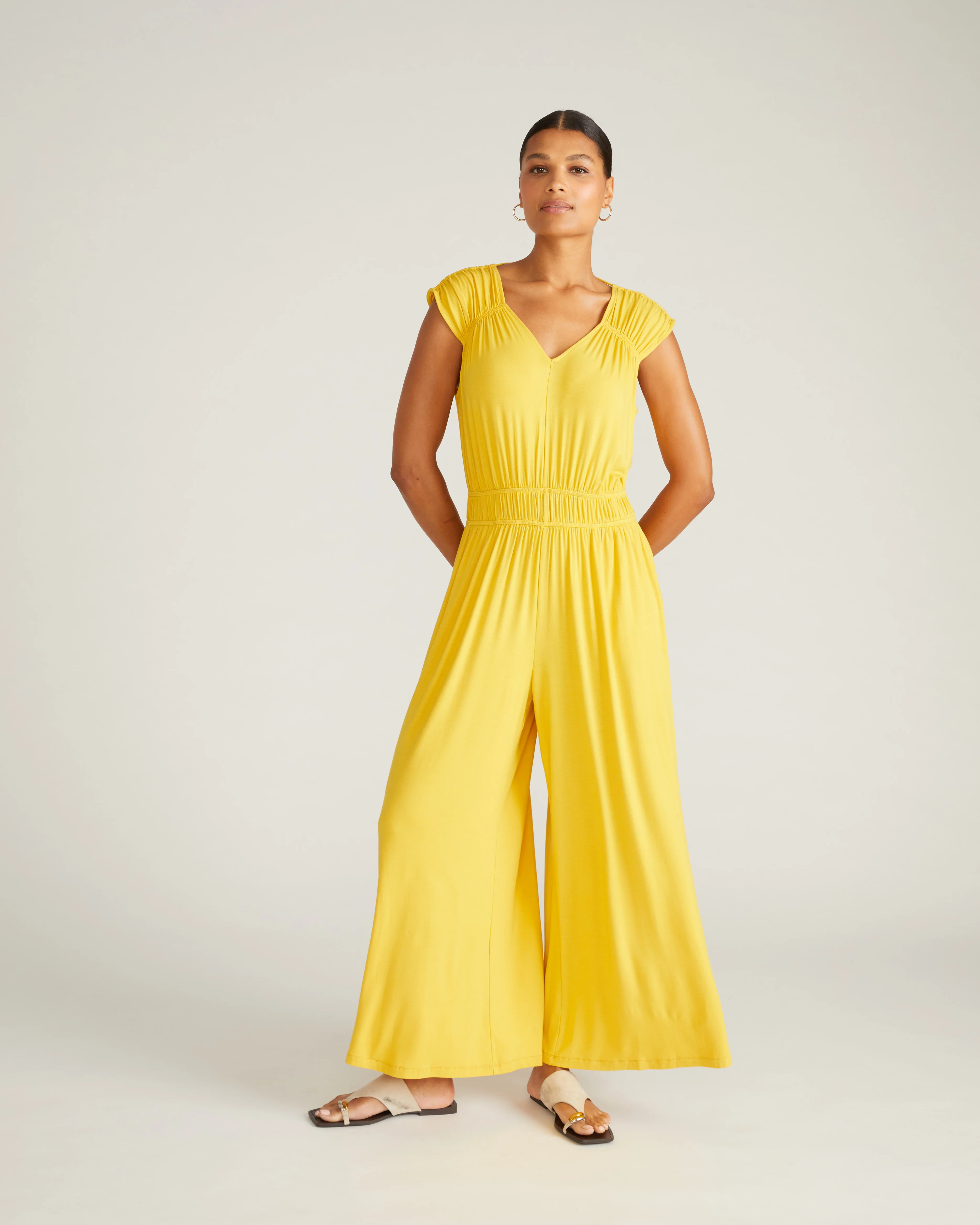 Zoey Liquid Jersey Jumpsuit - Golden Hour - Image 5